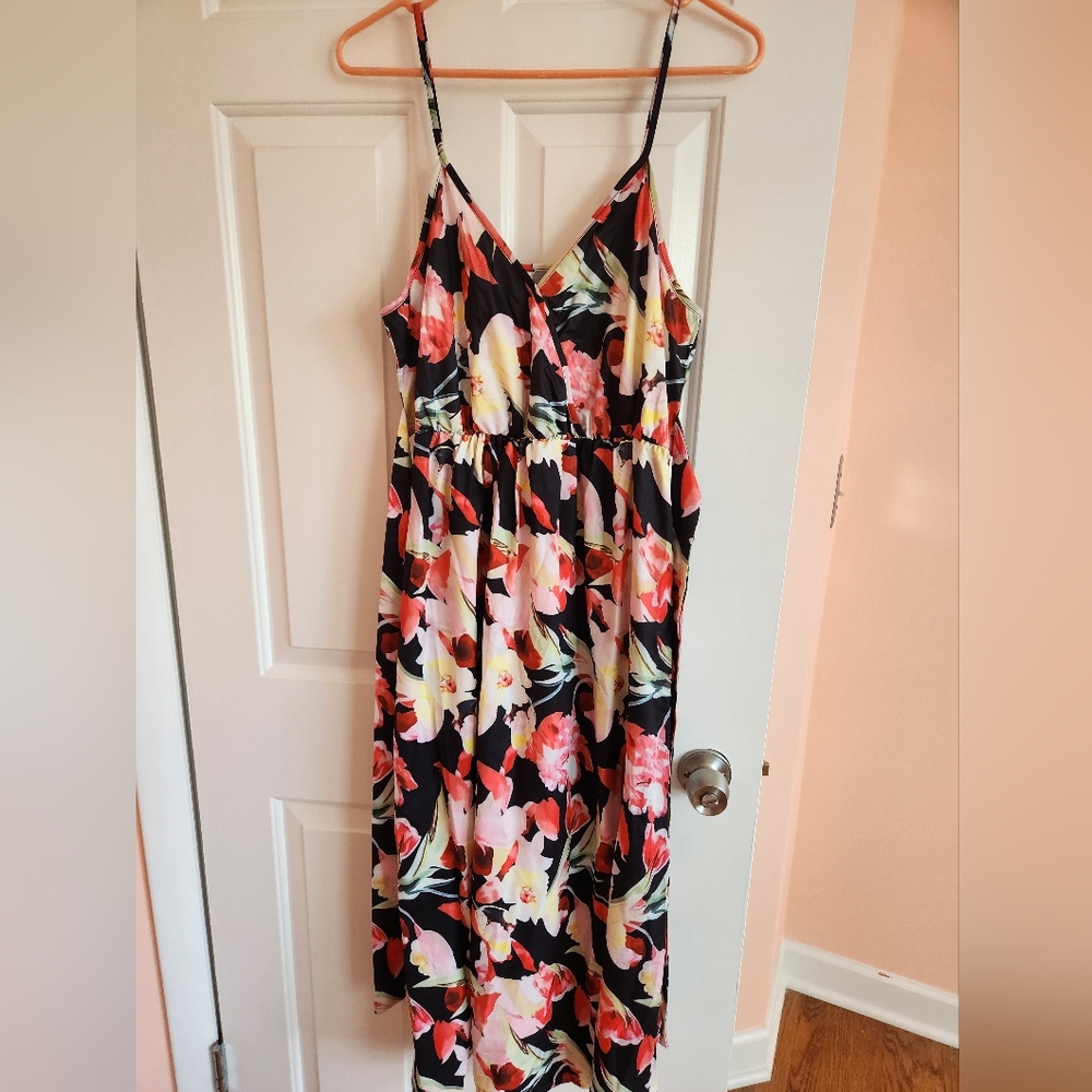 Spaghetti strap colorful maxi dress